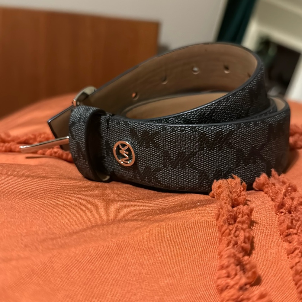 Michael Kors Women’s Belt size S- grey & black logo print- gently used